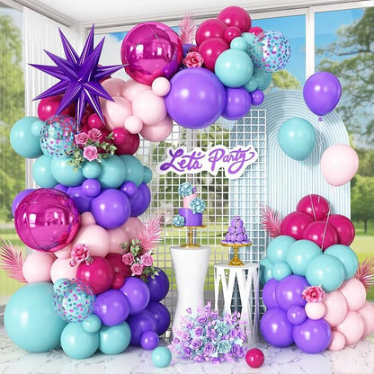 Pink and Teal Blue Balloon Arch Garland Kit by Cledeco