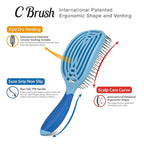 NuWay 4Hair C Brush - Professional Curved Hairbrush - Vented Design Delivers Smoothing And Volumizing Drying Experience - Heat Resistant Bristles For Drying Detangling and Styling - Sky Blue - 1 Pc