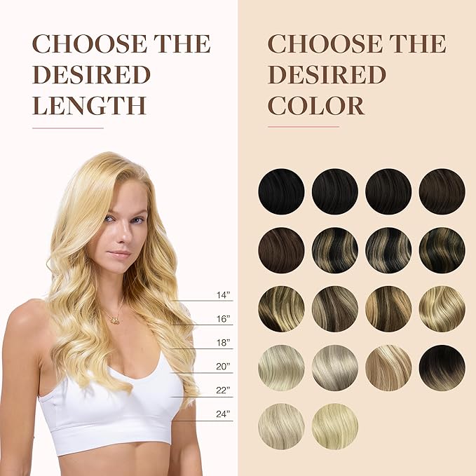 GOO GOO Clip in Hair Extensions Real Human Hair, Remy Human Hair Extensions Clip ins for Women, Natural Human Hair, 14inch 130g 9Pcs, 613R Bleach Blonde