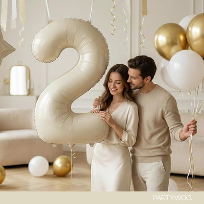 PartyWoo Number Balloons 40 Inch White Number 2 Kit 25pcs - Image 9