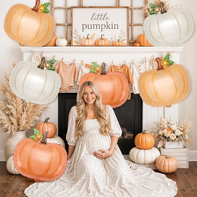 Little Pumpkin Foil Balloon Set 6 Pcs 21 Inch Friendsgiving | Six 21-inch - Image 2