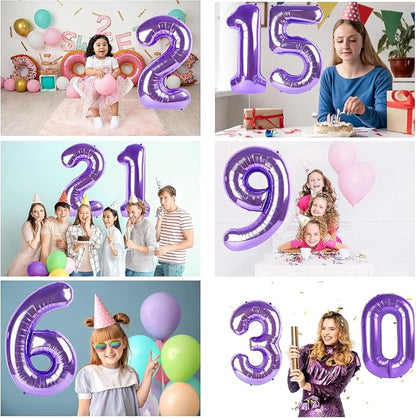 Purple Number Balloons, 40 Inch Purple Balloon 3.3 Helium Balloon 3th Birthday - Image 5
