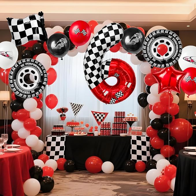 1 pack racing theme 40-inch digital foil balloon, featuring black and white - Image 3
