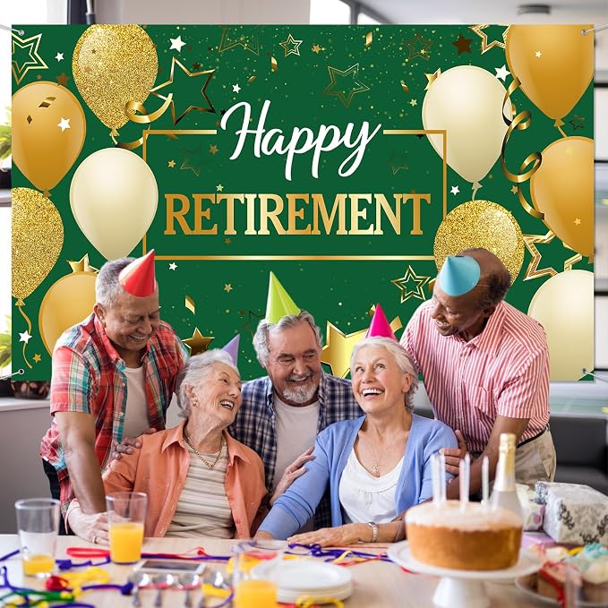 Blulu Retirement Party Decorations, Extra Large Fabric Retire Sign Banner Photo - Image 4