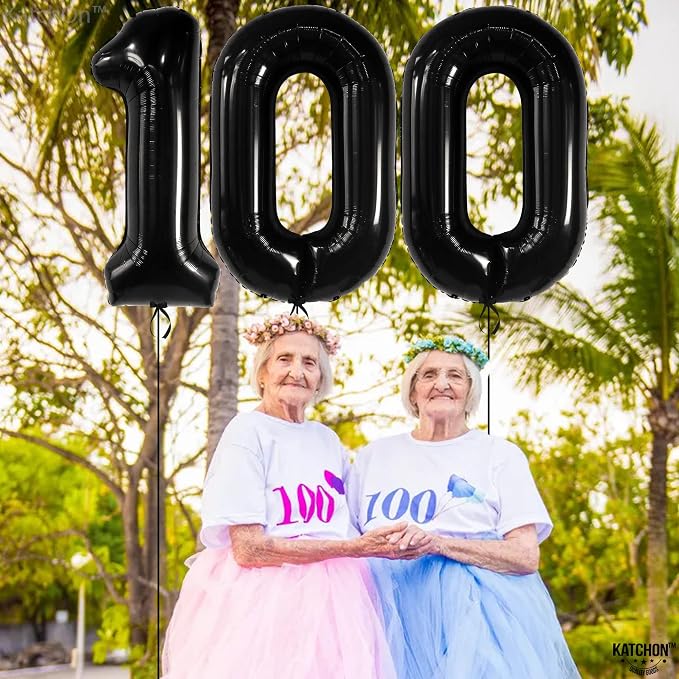 KatchOn Black 100 Balloon Number 40 Inch, 100th Birthday Decorations | 100K - Image 6