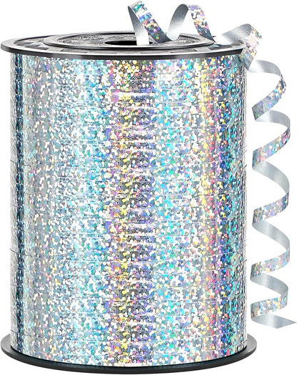 Silver Curling Ribbon, 500 Yards, 1/5 Inch | Shiny, by CLUEWR