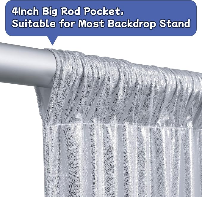 50ftx10ft Sequin Silver Backdrop Curtain Panels - Image 8