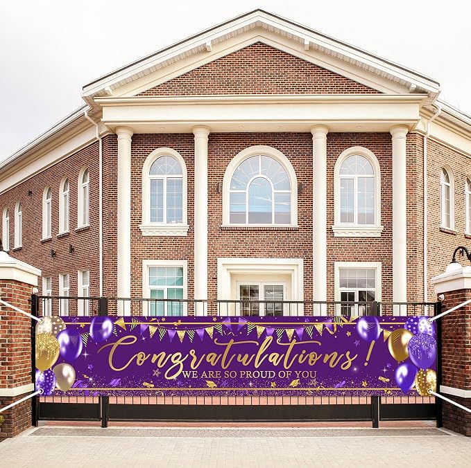 Graduation Decoration Banner Purple and Gold Graduation 2026 Banner Sign Gold - Image 7