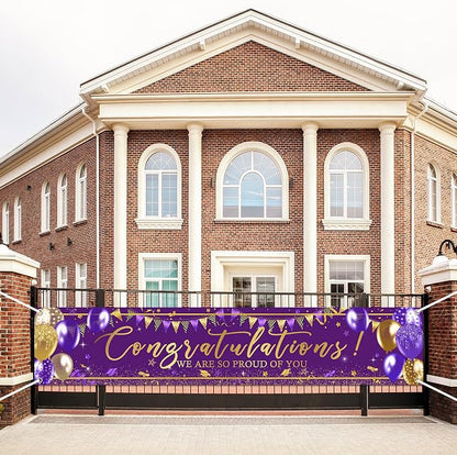 Graduation Decoration Banner Purple and Gold Graduation 2026 Banner Sign Gold - Image 7