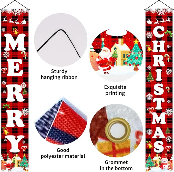 Christmas Decorations Outdoor Indoor Yard Front Porch, Merry Christmas Banner - Image 3