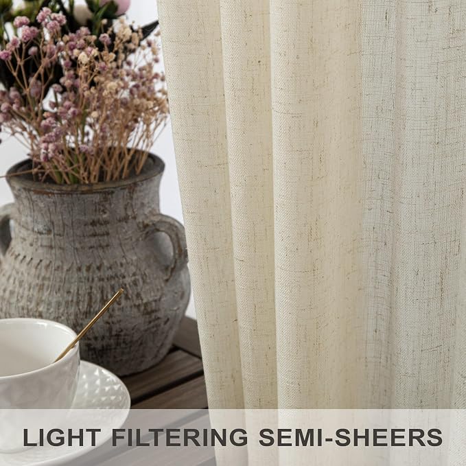 Pitalk 102 Inch Long Linen Curtains 2 Panels - Image 4