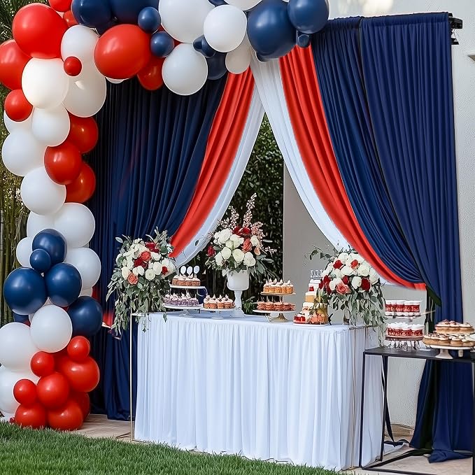 30ft×12ft Wrinkle Free Navy Blue Backdrop Curtain - Image 3