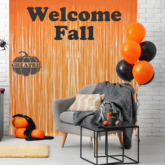 Orange Tinsel Curtain Party Backdrop - Image 6