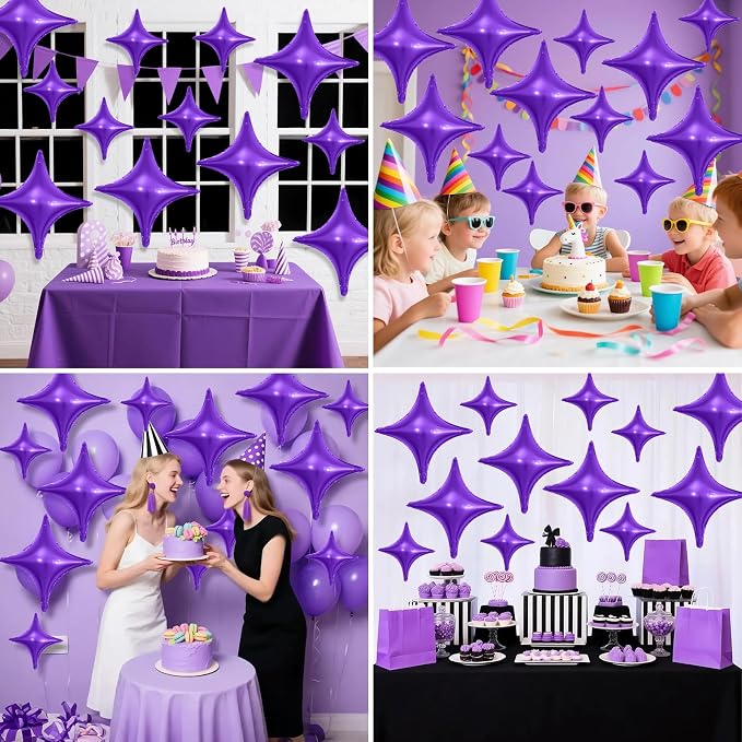 Purple Star Balloons, 26Inch and 10Inch Purple Quadrangle Helium Balloon - Image 3