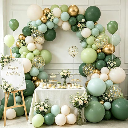 Sage Green Gold Balloon Arch Kit, Olive Dusty Green Sand White Confetti | Sage - Image 7