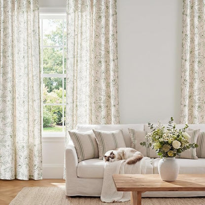 jinchan Floral Linen Curtains for Living Room 84 Inch Length Green Flower - Image 2