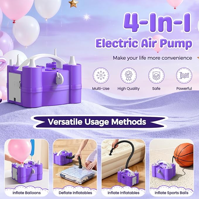 Keaibuding Electric Balloon Pump, 4-in-1 Triple Nozzles - Image 3