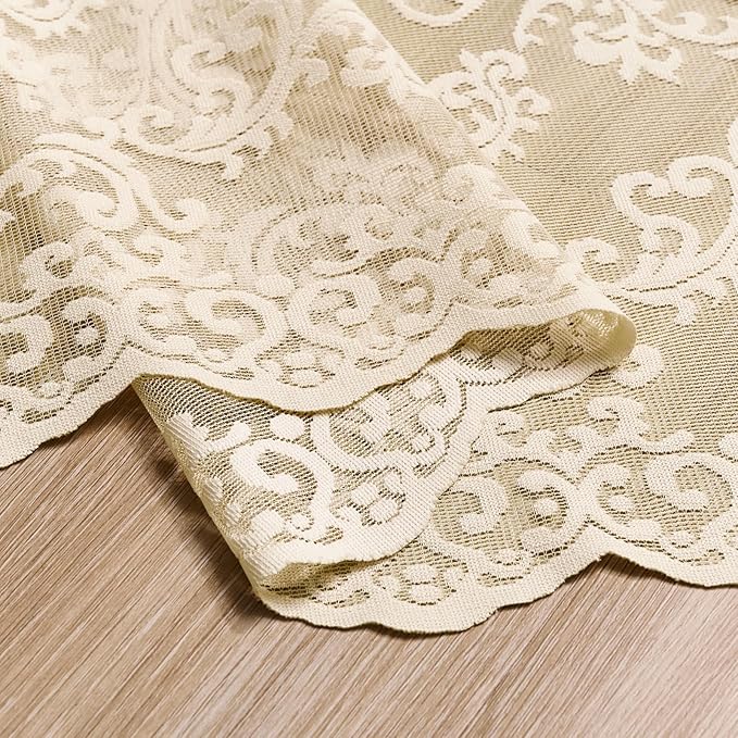 FOLKSIDE Beige Lace Curtains - Image 6