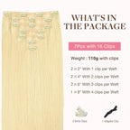 GOO GOO Clip in Hair Extensions Real Human Hair, Remy Human Hair Extensions Clip ins for Women, Natural Human Hair, 20inch 110g 7Pcs, 22F Light Golden Blonde