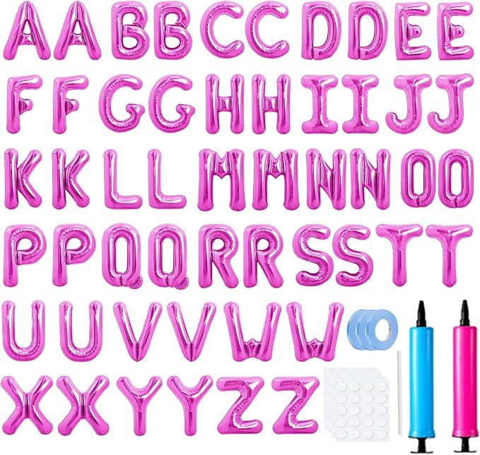 LIOZEOKUN Letter Balloons 16 Inch Alphabet A-Z Mylar Foil Balloons 2 Set by LIOZEOKUN