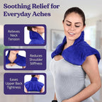 Microwavable Heating Pad for Neck, Shoulders, and Back by Joy & Grace | 5 Lb Weighted Neck & Shoulder Wrap | Moist Heat Therapy Pack for Relaxation and Comfort | Soft Micro-Mink Cover | Unscented Blue