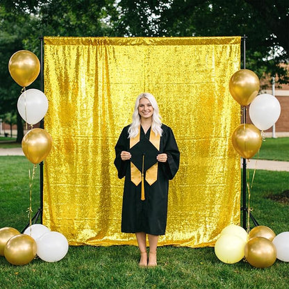 4×8FT-2PCS Bright Yellow Sequin Backdrop Curtains Panels, Photography Backdrop - Image 4