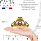 Camila Paris CP3055 French Hair Clip for Women Thick Hair for Long Curly Wavy Hair, Gold, Girls Hair Claw Clips Fashion Styling Hair Accessories for Women, Strong Hold No Slip Grip, Made in France