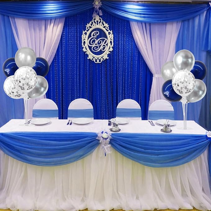 TONIFUL 4 Set Navy Blue Silver Balloon Stand Balloon Centerpieces - Image 7