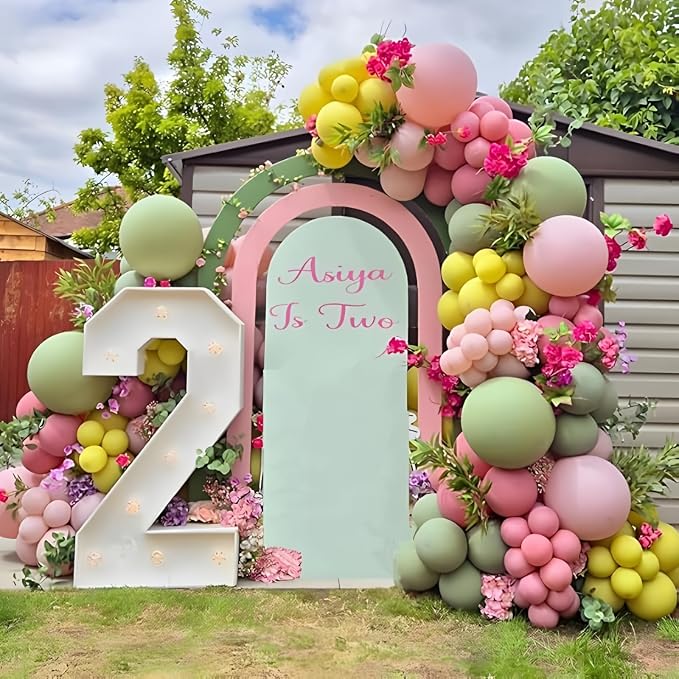 Dusty Green Pink Beige Balloons Light Pink Yellow Mist Sage Cream Peach Balloon - Image 2