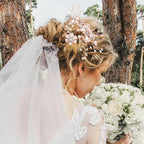 Wedding Flower Hair Accessories for Women: 4pcs Leaf and Flower Hair Combs for Women Accessories - Crystal Pearl Wedding Flower Clips Headpiece for Brides Bridesmaids Girls Updo (Pink)