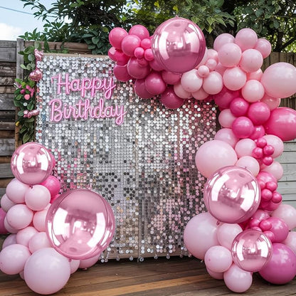 10Pcs Pink Round Foil Balloons, Metallic Light Pink Foil Baloon - Image 6