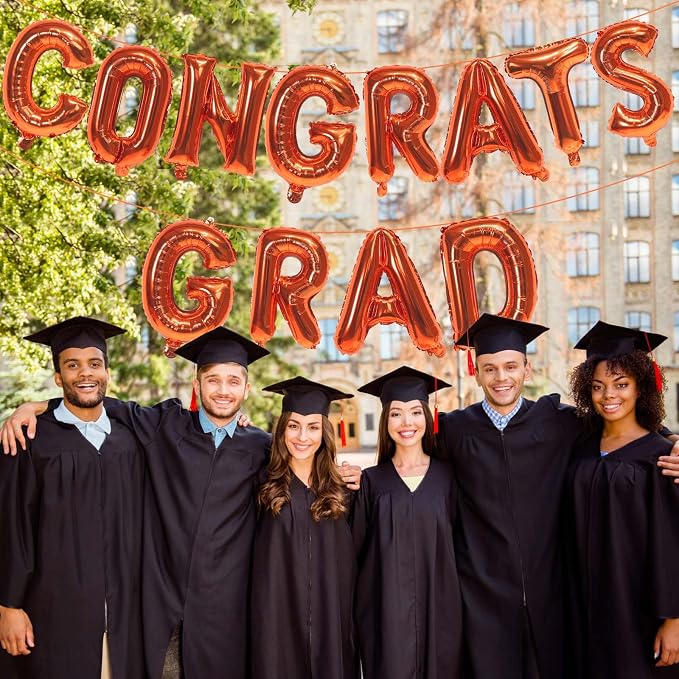 16 Inch Orange Congrats Grad Banner Balloons, Graduation Decorations 2026 - Image 5