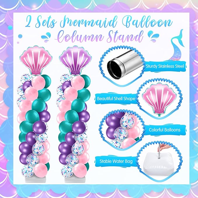 Kasyat 2 Set Mermaid Balloon Column Stand Kit Adjustable Mermaid Balloon arch - Image 4