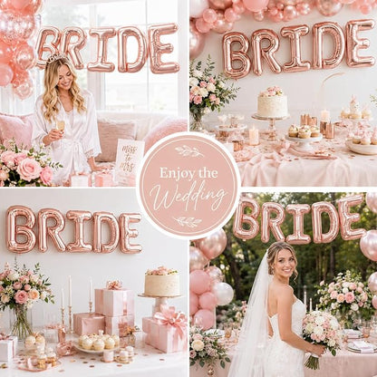 BRIDE Balloons Bachelorette Party Decorations, 16 Inch Rose Gold Bride Letter - Image 6