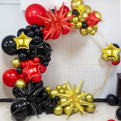 14pcs Red Black Gold Star Balloons, Mixed Star Foil Balloon, 22Inch Explosion - Image 4