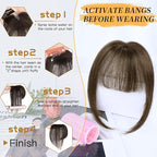 NAYOO Hair Toppers for Women Real Human Hair, 360° Cover Clips in Full Fringe Fake Bangs Hair Pieces for Women Girls Daily Wear(Brown)