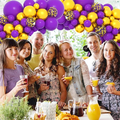 Dark Purple Gold Balloon Garland Arch Kit - Image 2
