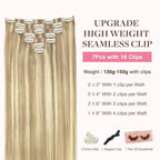 GOO GOO Clip in Hair Extensions Real Human Hair, Remy Human Hair Extensions Clip ins for Women, Natural Human Hair, 24inch 160g 7Pcs, 18A/613A Dark Blonde Highlighted Bleach Blonde
