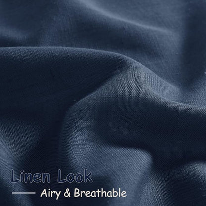 Denim Blue Linen Curtains 108 Inches Long - Image 5