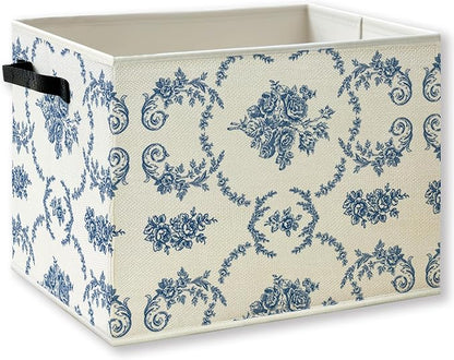 Blue Floral Foldable Storage Bins Box by KSDUT