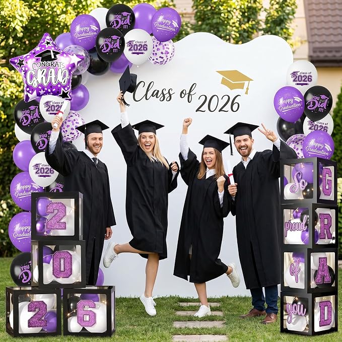 Graduation Decorations Class of 2026-Purple and Black Graduation Party - Image 8
