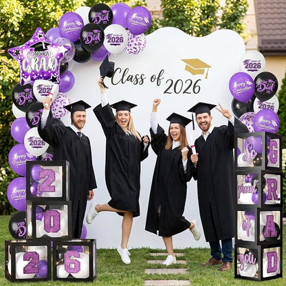 Graduation Decorations Class of 2026-Purple and Black Graduation Party - Image 8