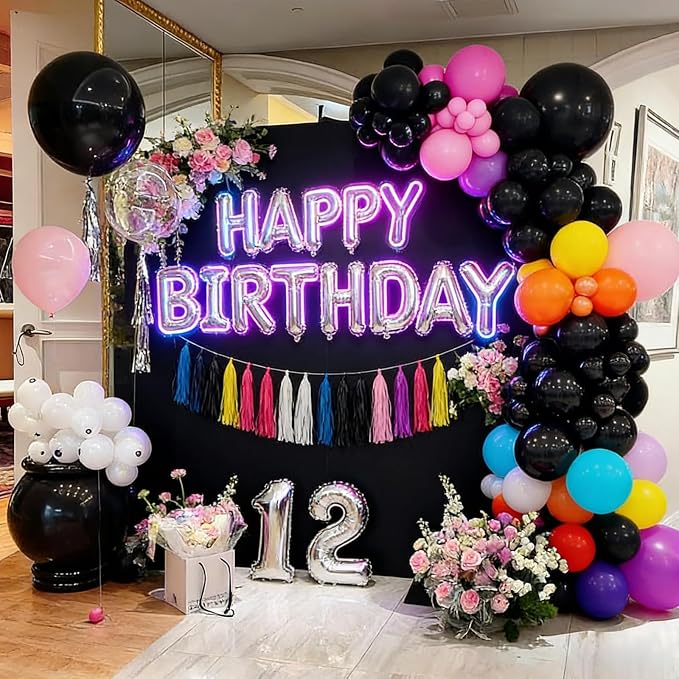 50pcs 12 Inch Matte Black Latex Balloons | Premium Black Party Balloon Kit - Image 5