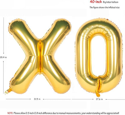 Gold Letter Balloons 40 Inch Giant Jumbo Helium Foil Mylar Balloons XO | - Image 2