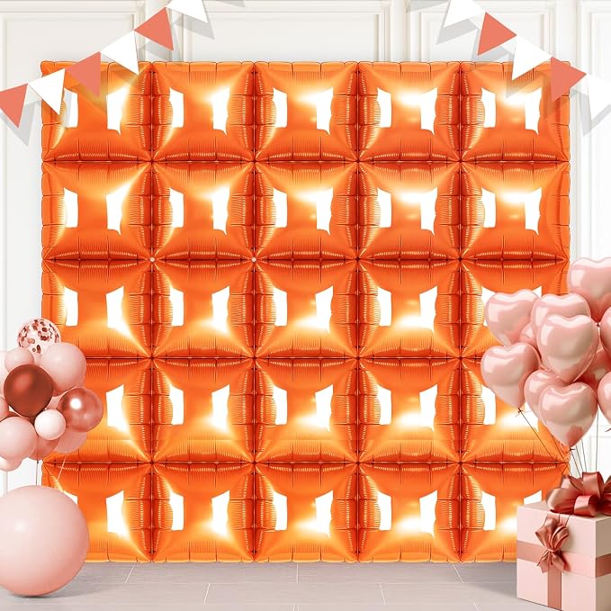 Orange Square Foil Balloons 25 Pcs Metallic Orange Balloons Wall Backdrop by Unknown