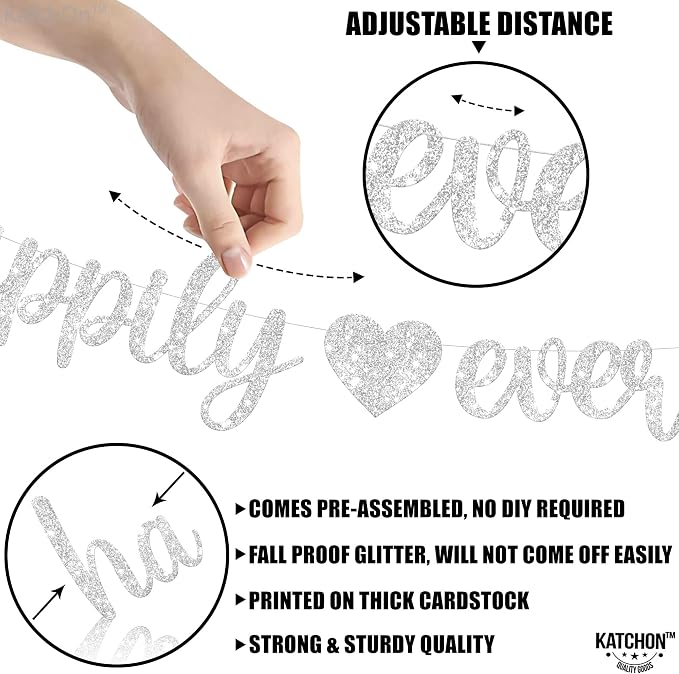 KatchOn, 10 Feet Silver Happily Ever After Banner - Image 3