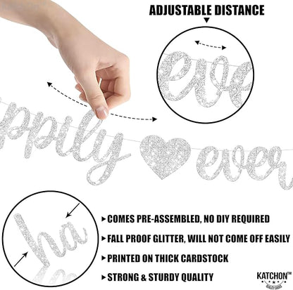 KatchOn, 10 Feet Silver Happily Ever After Banner - Image 3