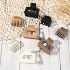 DEEKA 8 Pack Medium Small Hair Clips Set 2"" Rectangle and 1.6"" Double Row Teeth Hair Claw Clips for Thin Short Hair Matte Hair Clips Hair Accessories for Women Girls, Beige, Brown, Khaki, Black