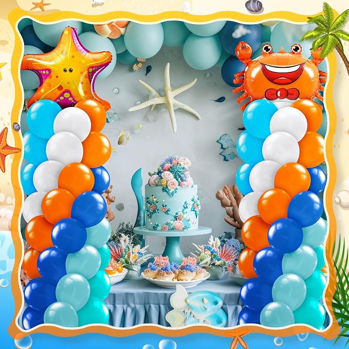 Kasyat 2 Sets Ocean Themed Balloon Column Stand Kit Blue Sea Balloon Arch - Image 6