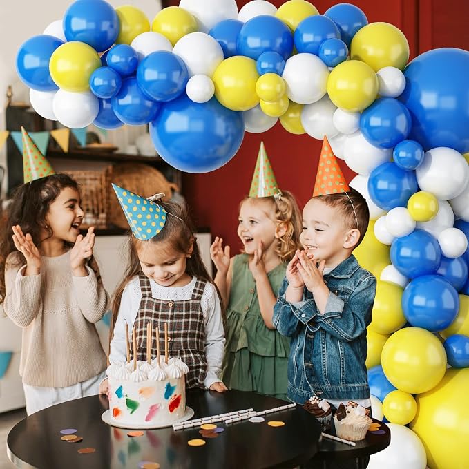 124PCS Blue Yellow White Balloon Garland Arch Kit, 18 12 5 inch Matte Blue - Image 5